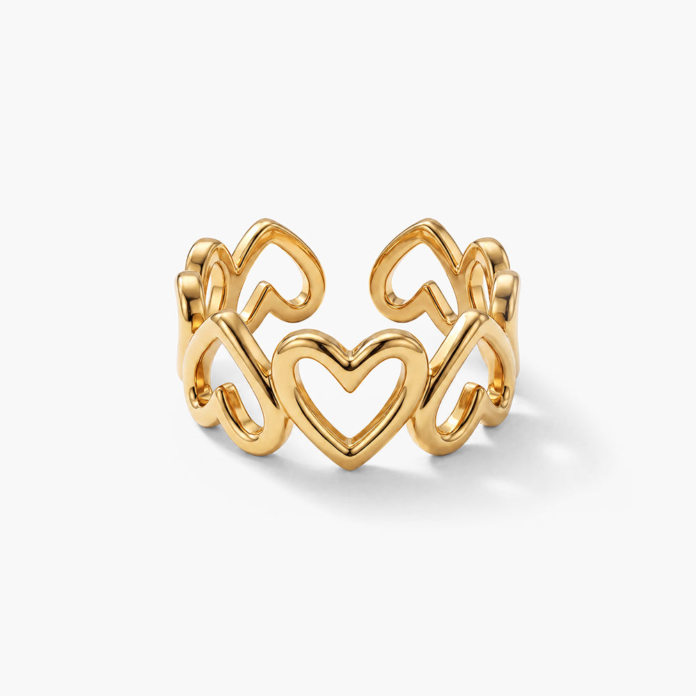 Linked Love Hollow Heart Ring