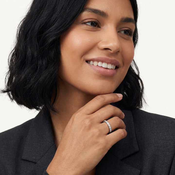 Gleaming Line Structured 925 Sterling Silver Ring – PALMONAS