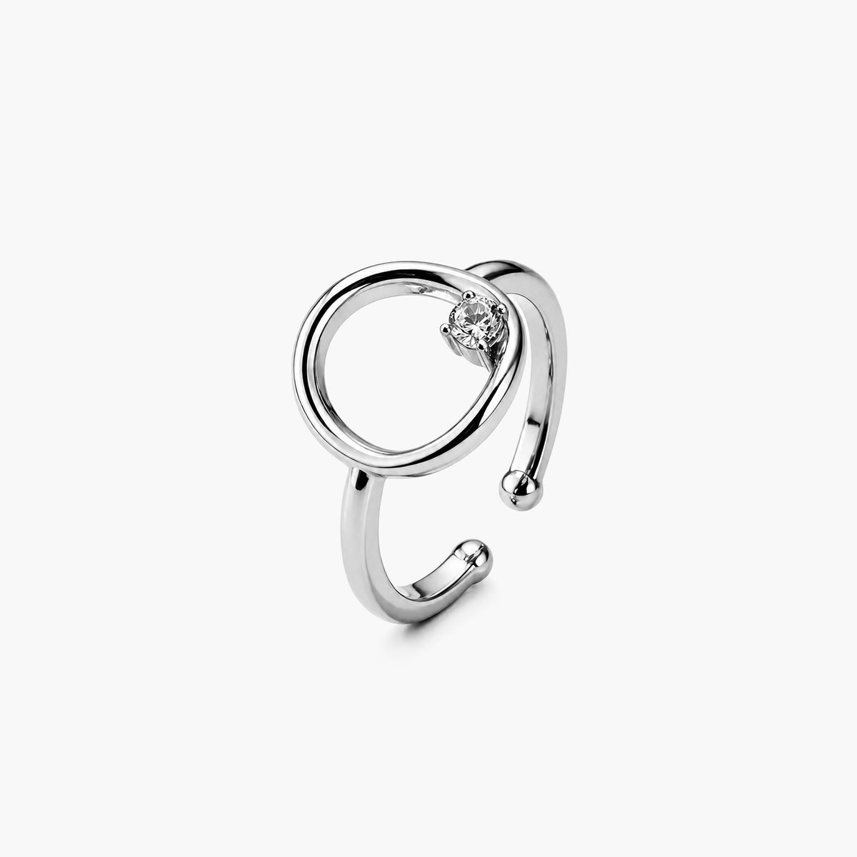 Floating Solitaire Platinum Plated 925 Sterling Silver Ring