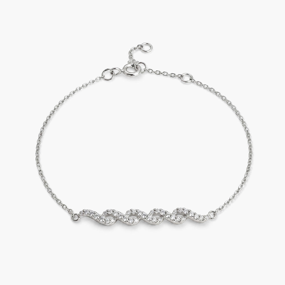 Celeste Knot Platinum Plated 925 Sterling Silver Bracelet