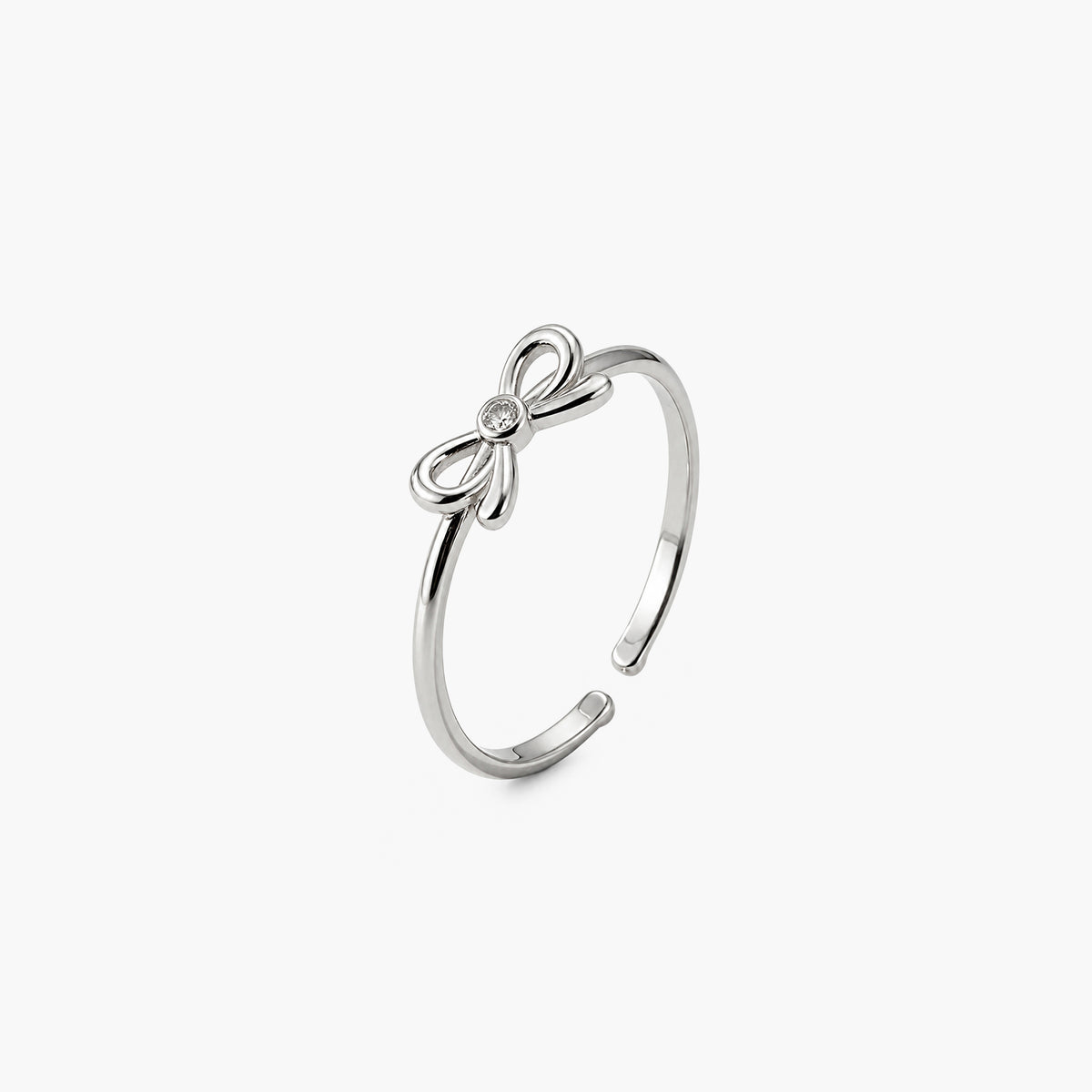 Ribbon Bow Platinum Plated 925 Sterling Silver Ring