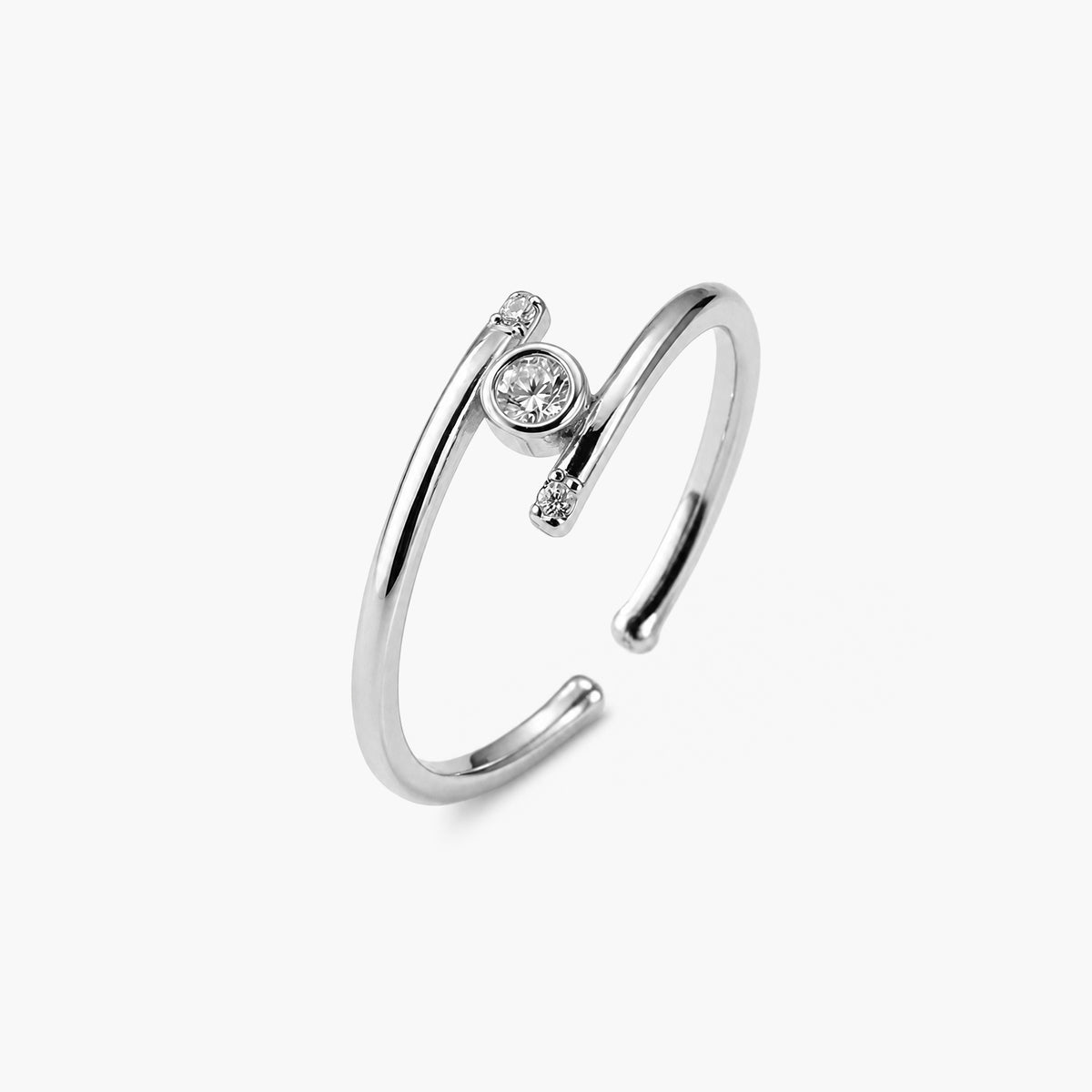 Modern Baguette Platinum Plated 925 Sterling Silver Ring
