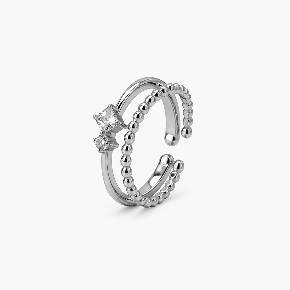Twistrail Pavé Platinum Plated 925 Sterling Silver Wrap Ring