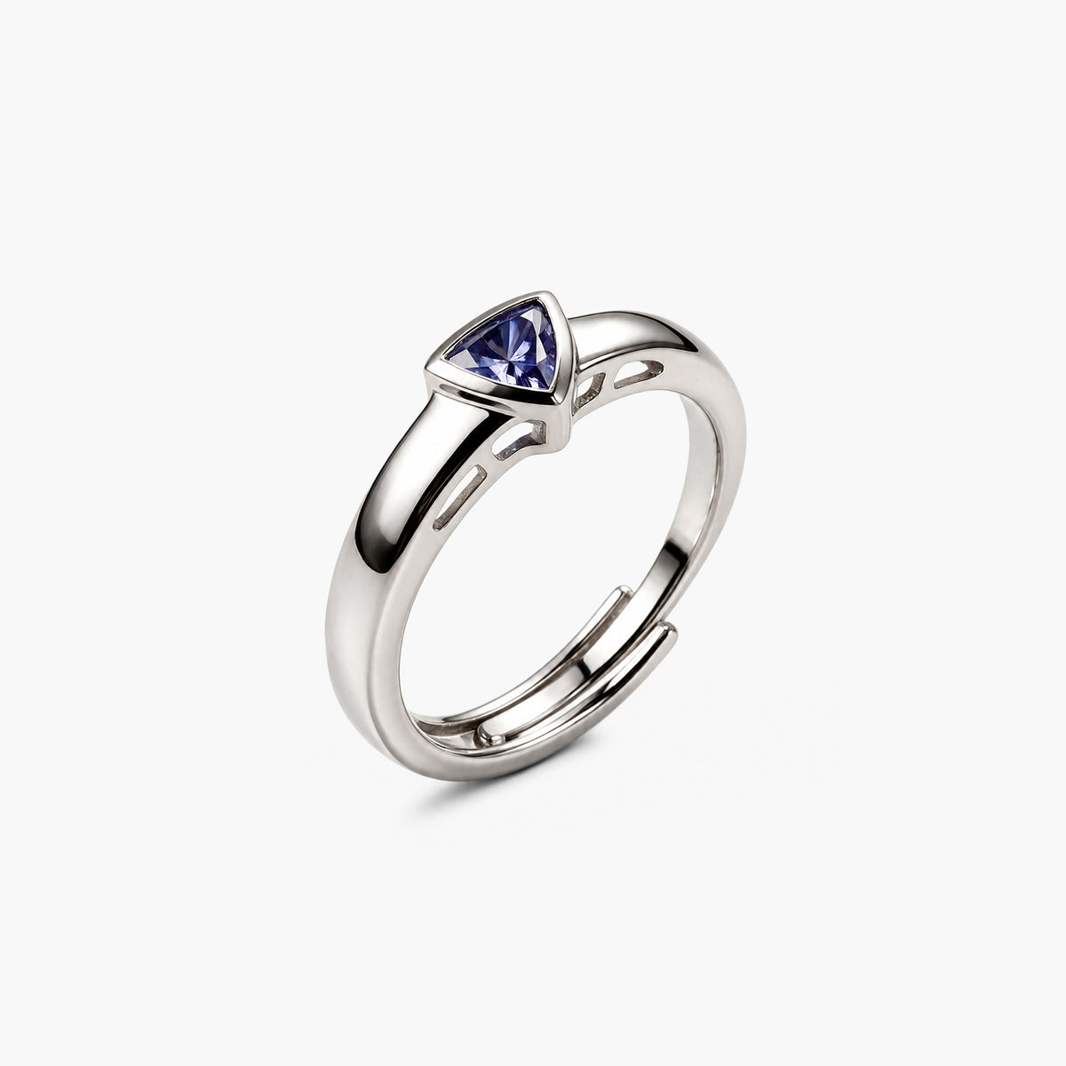 Radiant Trillion Cut Platinum Plated 925 Sterling Silver Ring