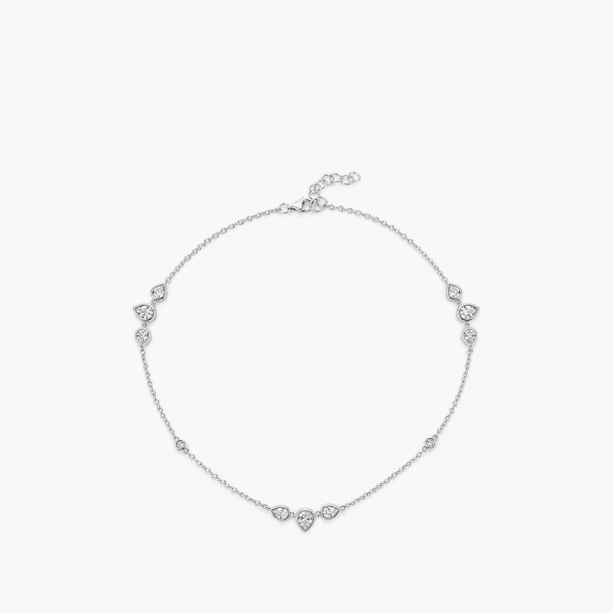 Crystal Cluster Platinum Plated 925 Sterling Silver Anklet