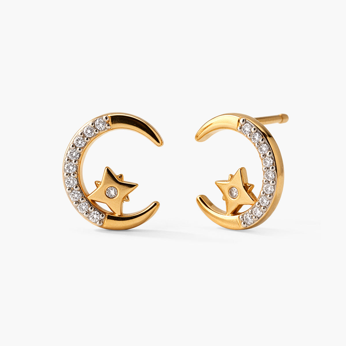 Moonlit Crescent Pavé 925 Sterling Silver Studs