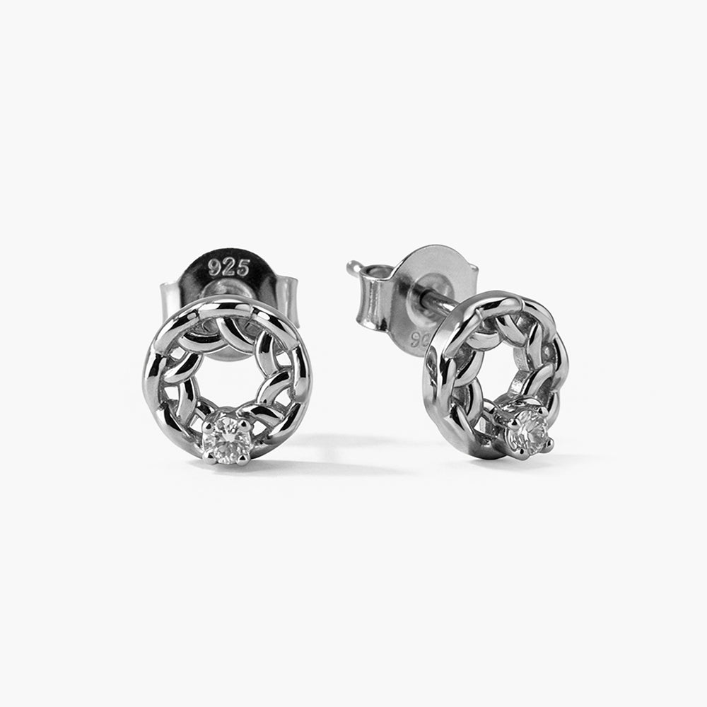 Rosette Filigree Platinum Plated 925 Sterling Silver Studs