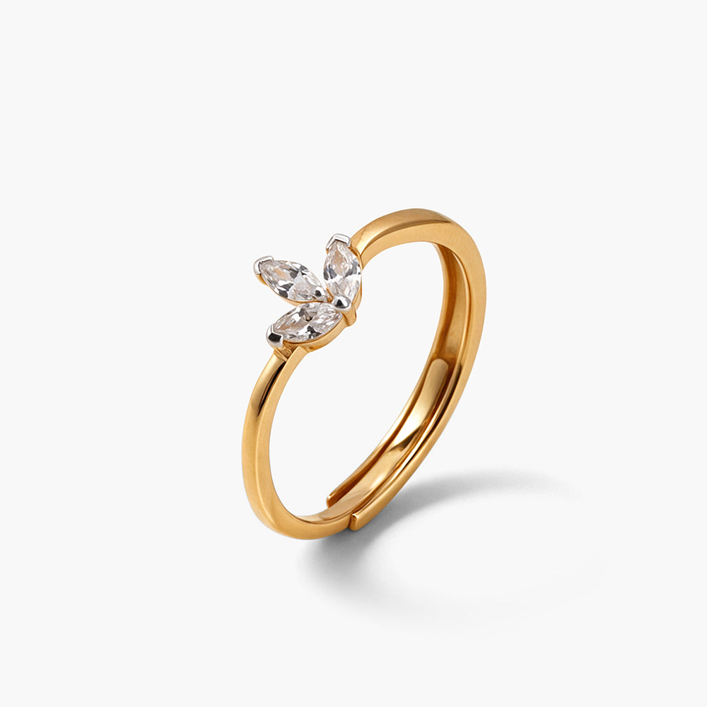 Twinleaf Marquise 925 Sterling Silver Ring