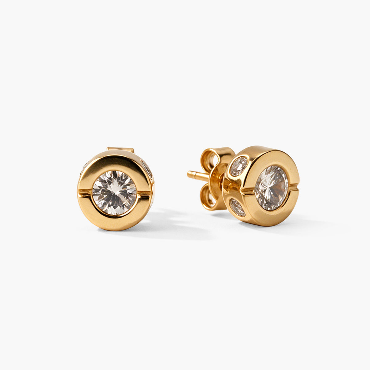 Solar Bezel Circle 925 Sterling Silver Studs