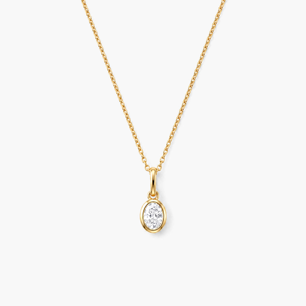 Luna Oval Glow 925 Sterling Silver Pendant Necklace