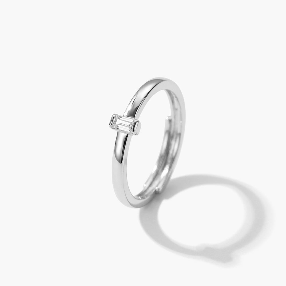 Aurelia Solitaire Platinum Plated 925 Sterling Silver Ring