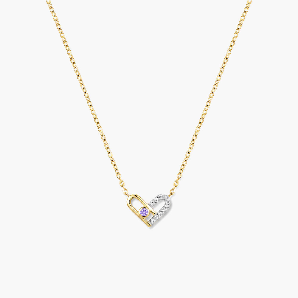 Lock & Heart Pave 925 Sterling Silver Pendant Necklace