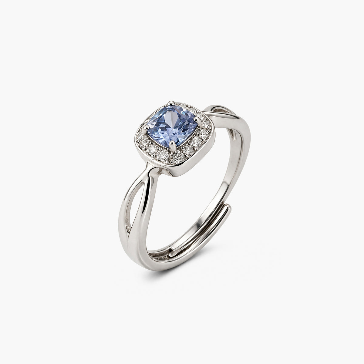 Regal Sapphire Spark Platinum Plated 925 Sterling Silver Ring