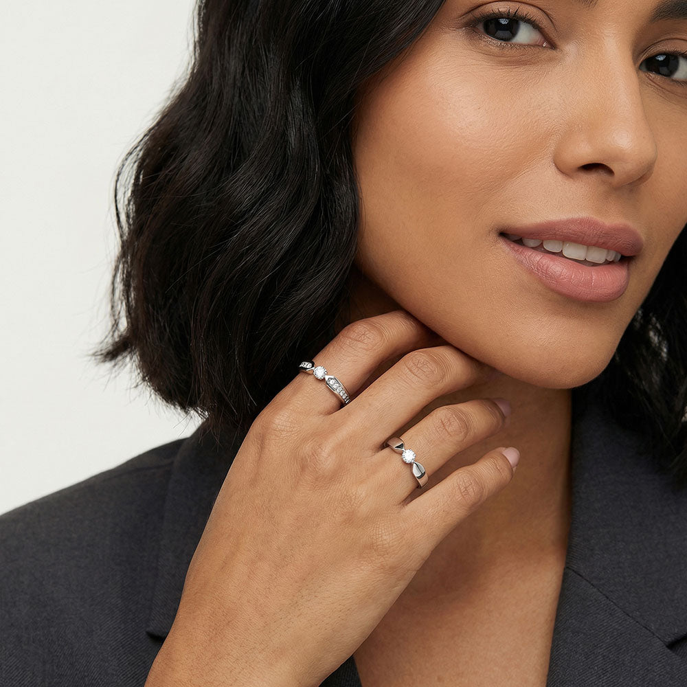 Twin Spark 925 Sterling Silver Stack Rings | Rings | AllJewellery