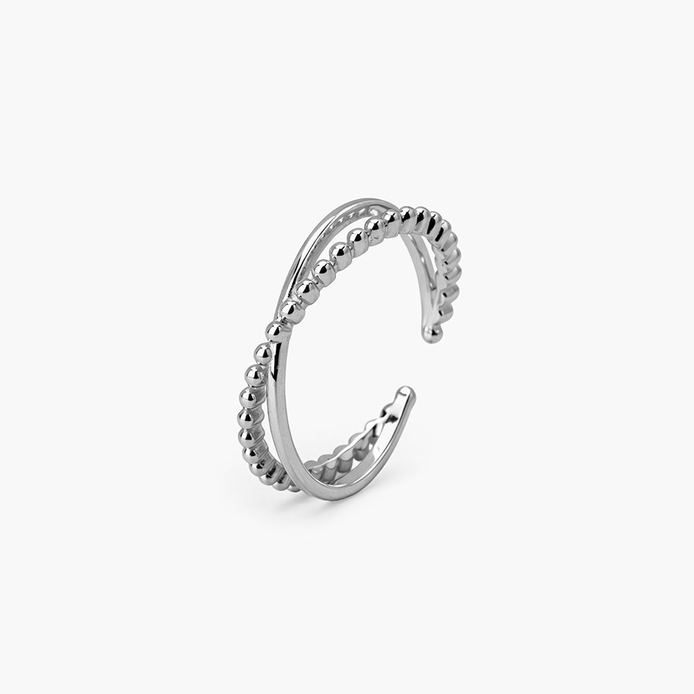 Twinrail Pavé Stack Platinum Plated 925 Sterling Silver Ring
