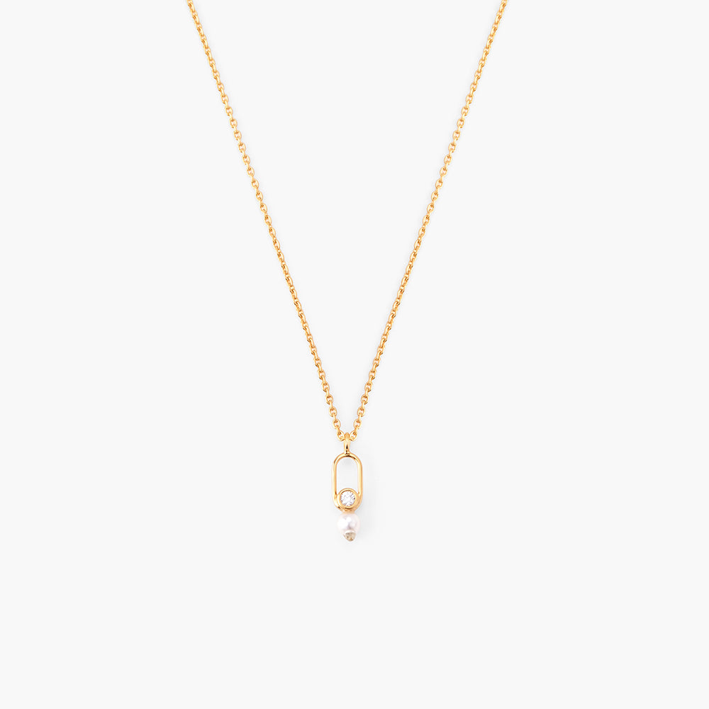 Aurelia Pearl Link 925 Sterling Silver Pendant Necklace
