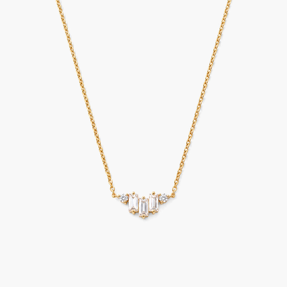 Dainty Baguette Crystal 925 Sterling Silver Necklace