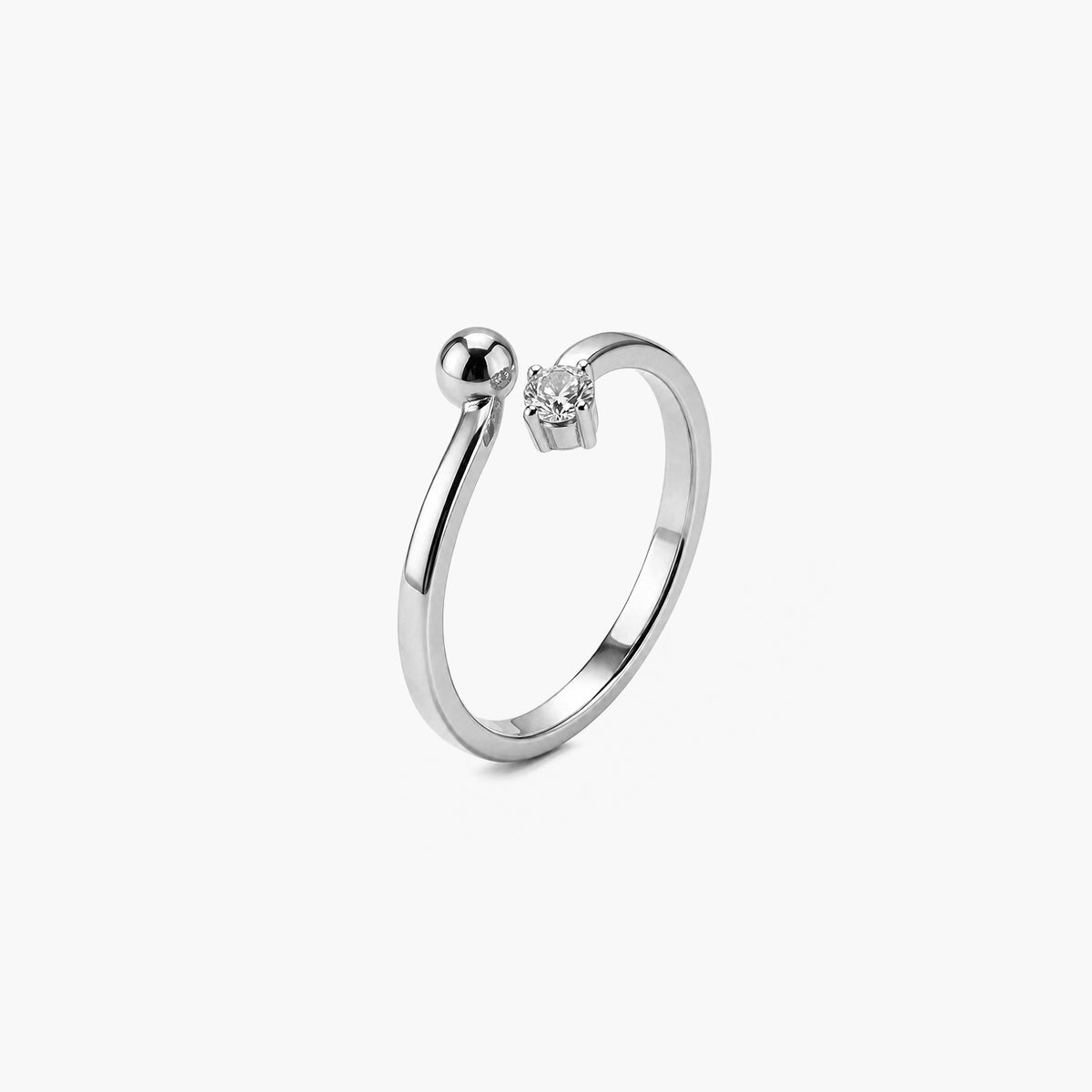 Double Crystal Platinum Plated 925 Sterling Silver Ring