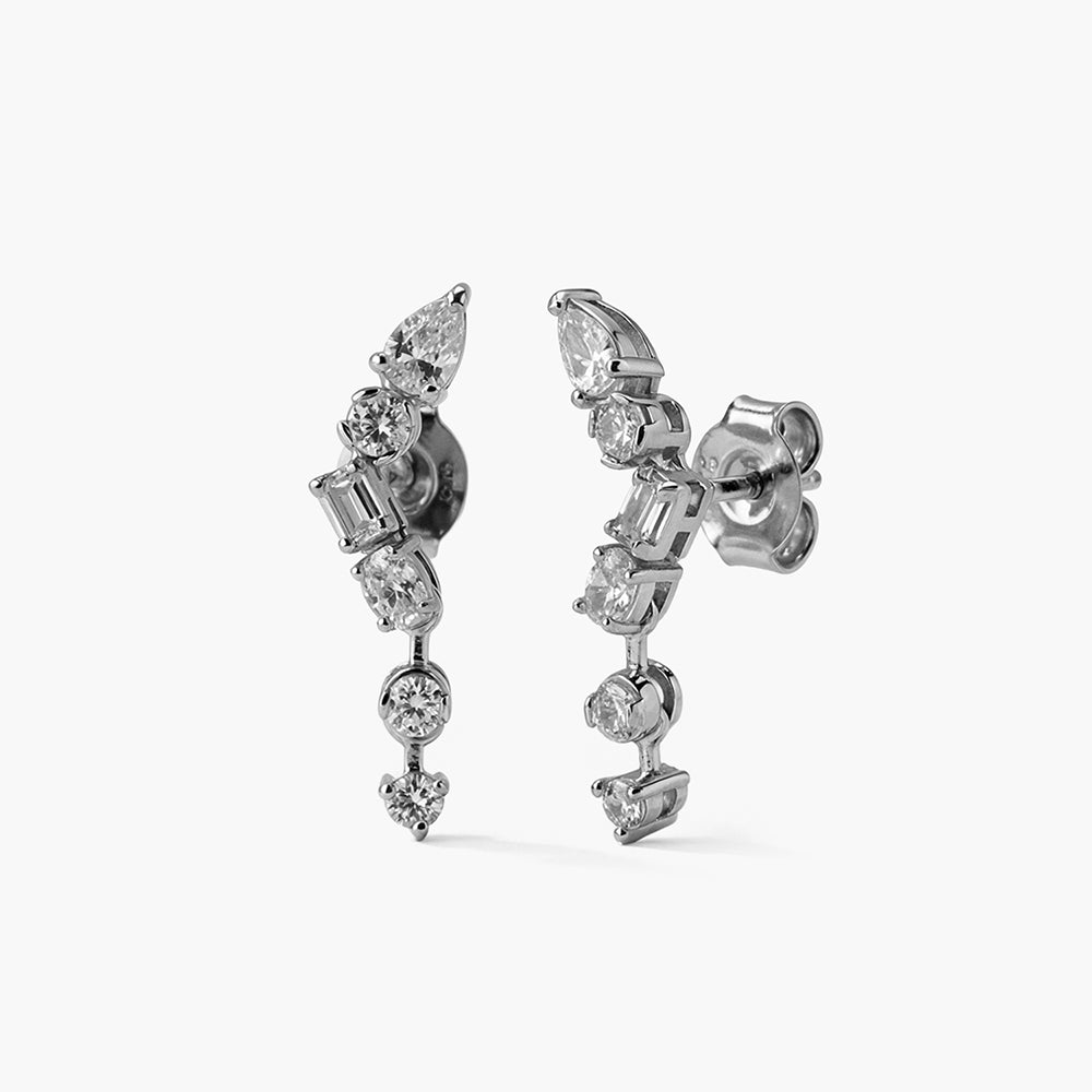 Crownline Tiara Platinum Plated 925 Sterling Silver Studs