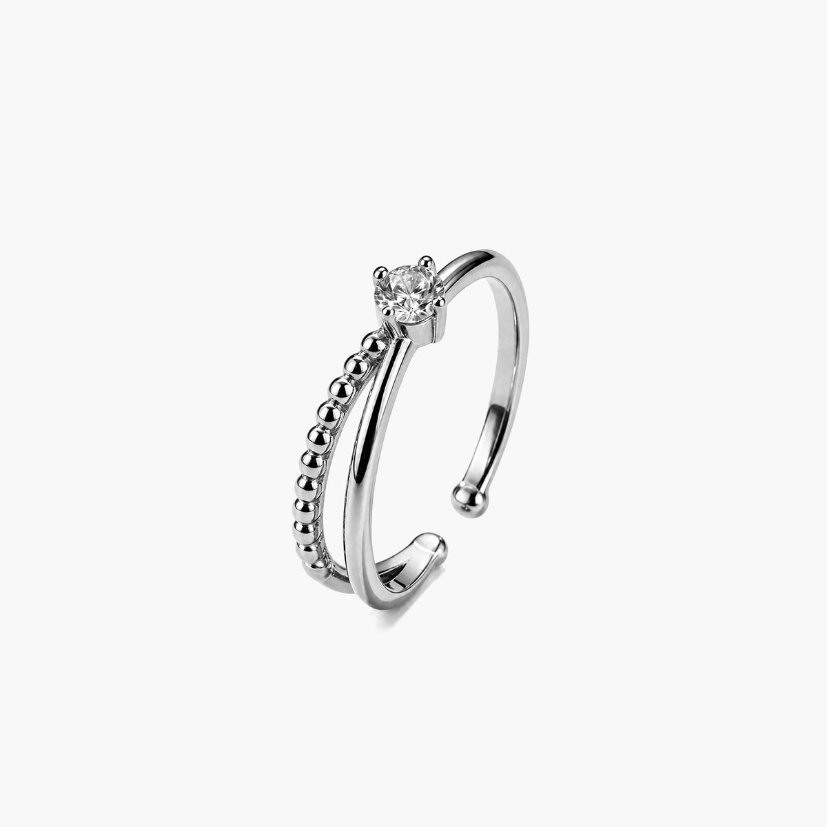 Baguette Wrap Platinum Plated 925 Sterling Silver Ring