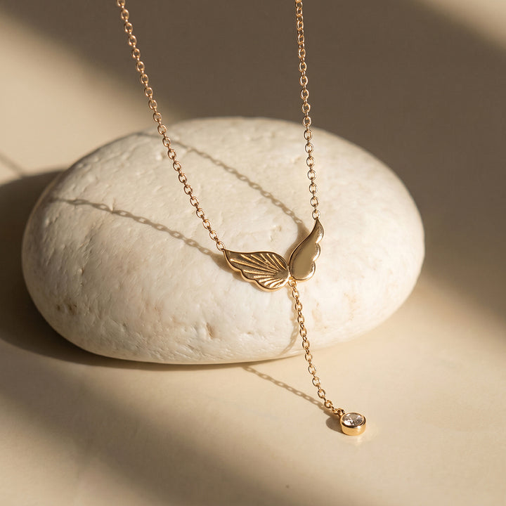 Angel Wing Drop Lariat Necklace – PALMONAS