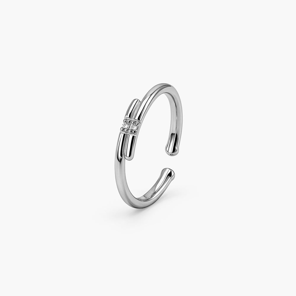 Splitline Minimal Platinum Plated 925 Sterling Silver Open Ring