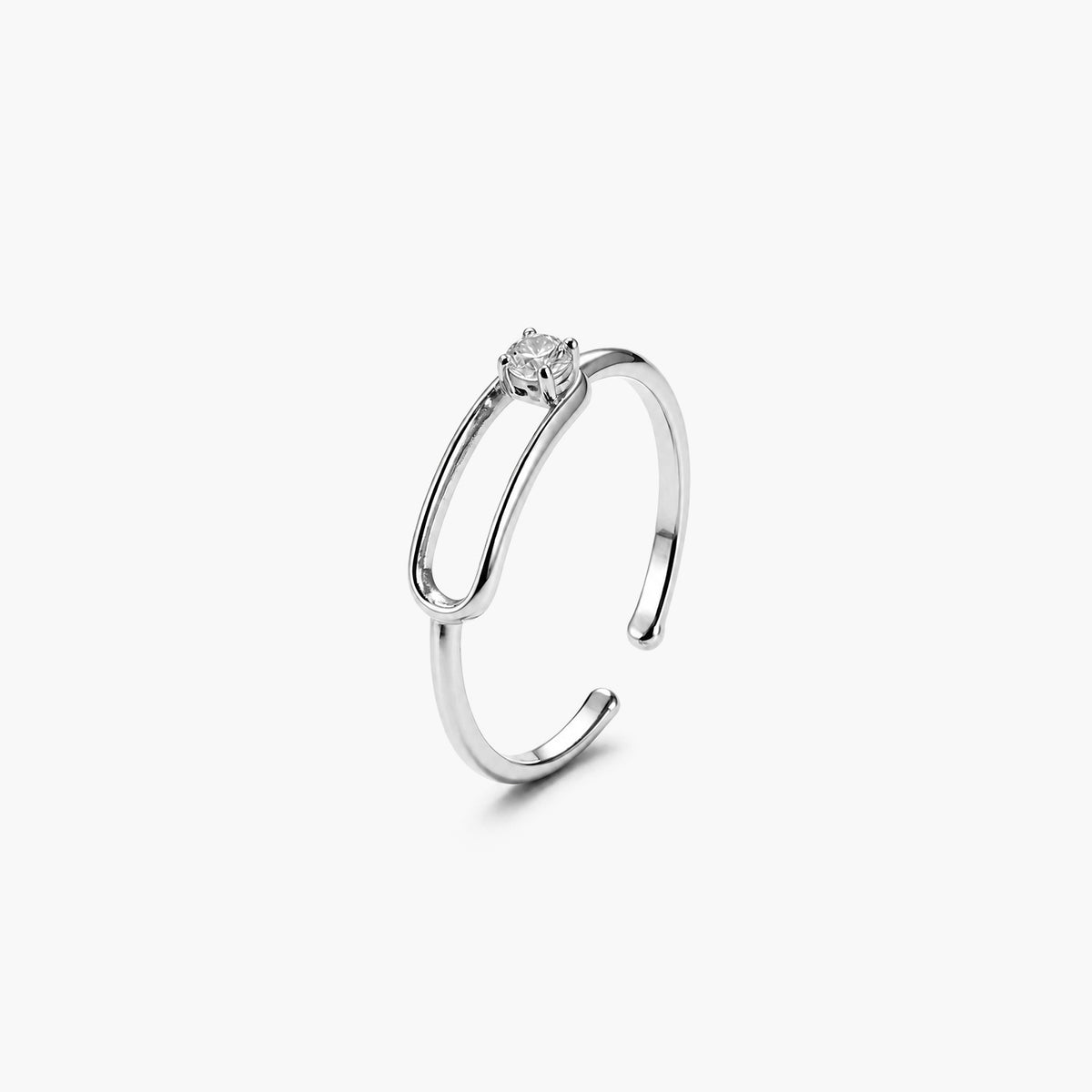 Open Crystal Platinum Plated 925 Sterling Silver Ring