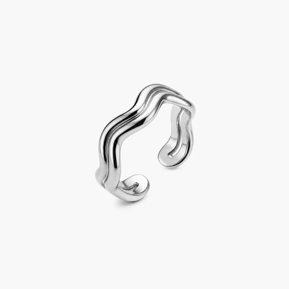 Open Wave Platinum Plated 925 Sterling Silver Ring