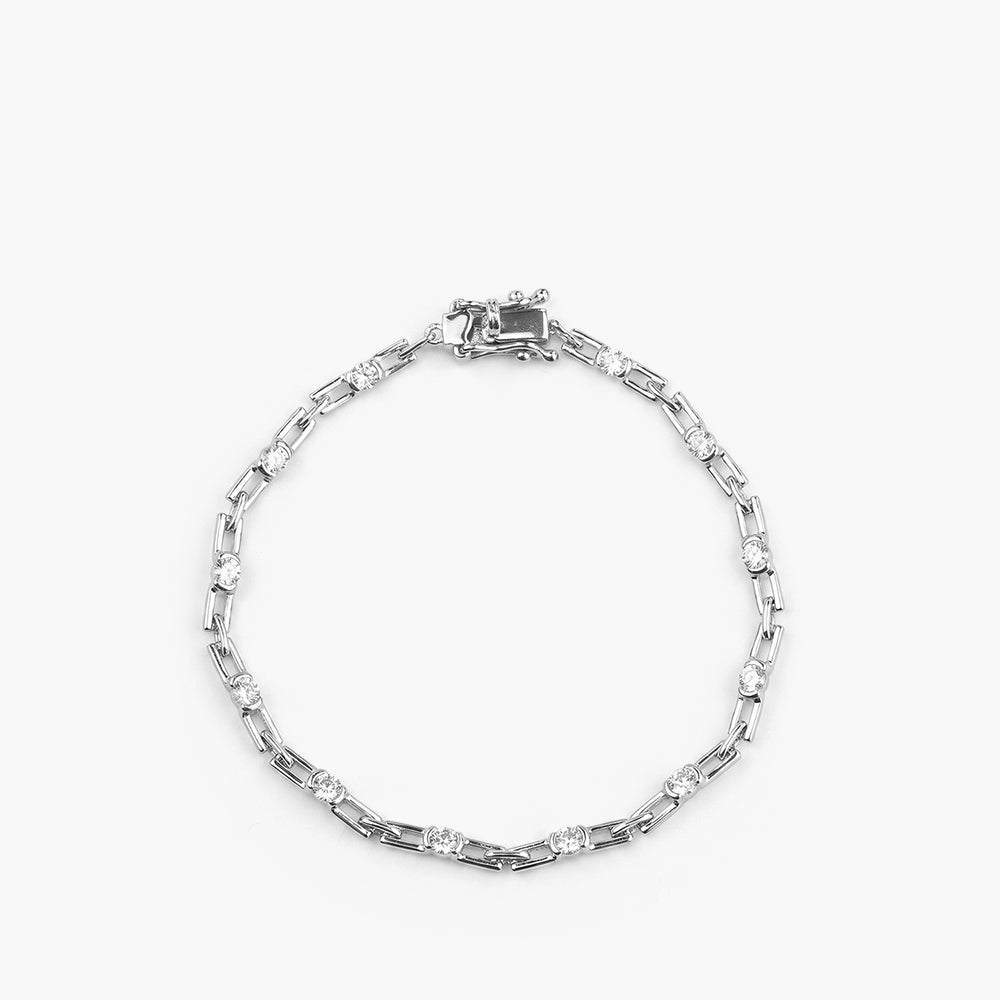 Elegant Paperclip Platinum Plated 925 Sterling Silver Bracelet