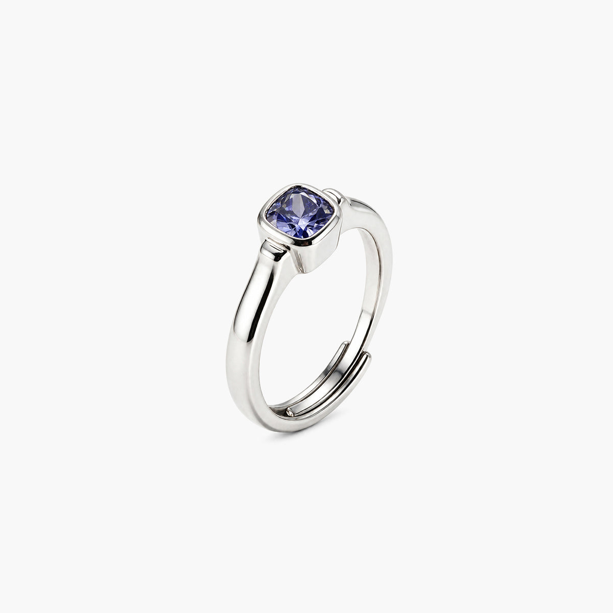 Radiant Cushion Sapphire Platinum Plated 925 Sterling Silver Ring