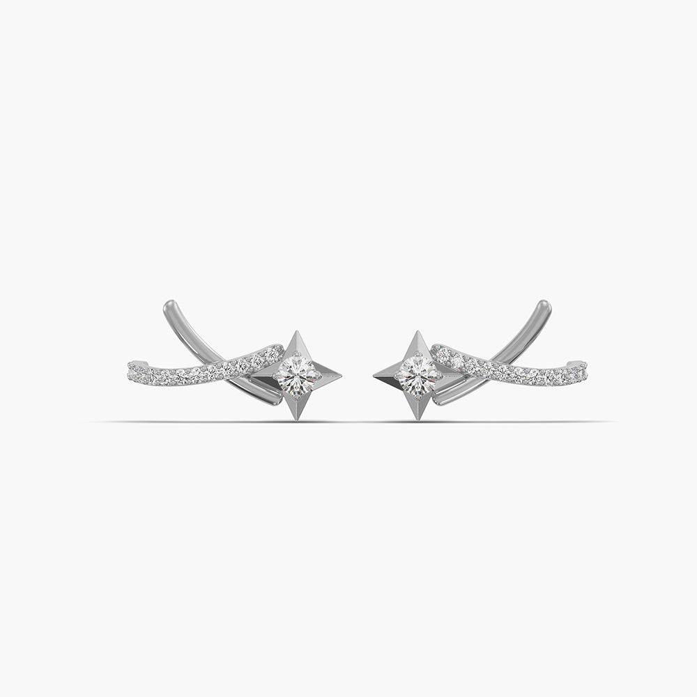 Modern Arc Sparkly 925 Silver Ear Climbers