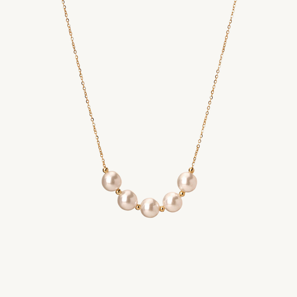 Delicate Ivory Pearl Linked Chain Necklace – PALMONAS