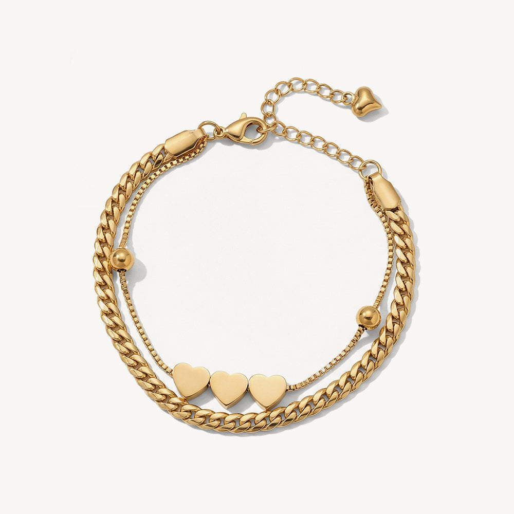 Cute Heart Linked Chain Bracelet