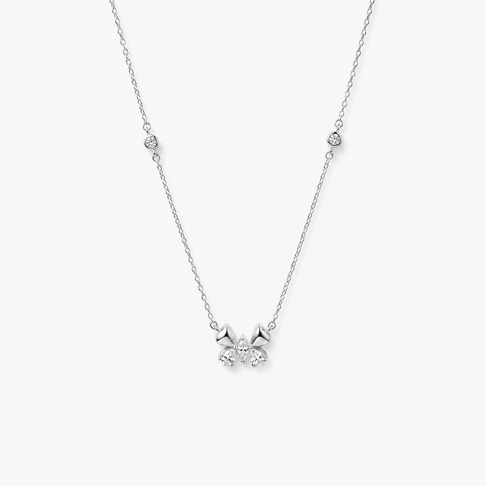 Charm Cluster Platinum Plated 925 Sterling Silver Necklace