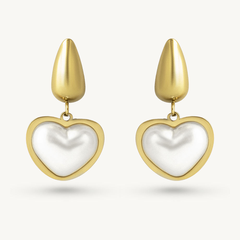 Soft Heart Pearl Drop Earring