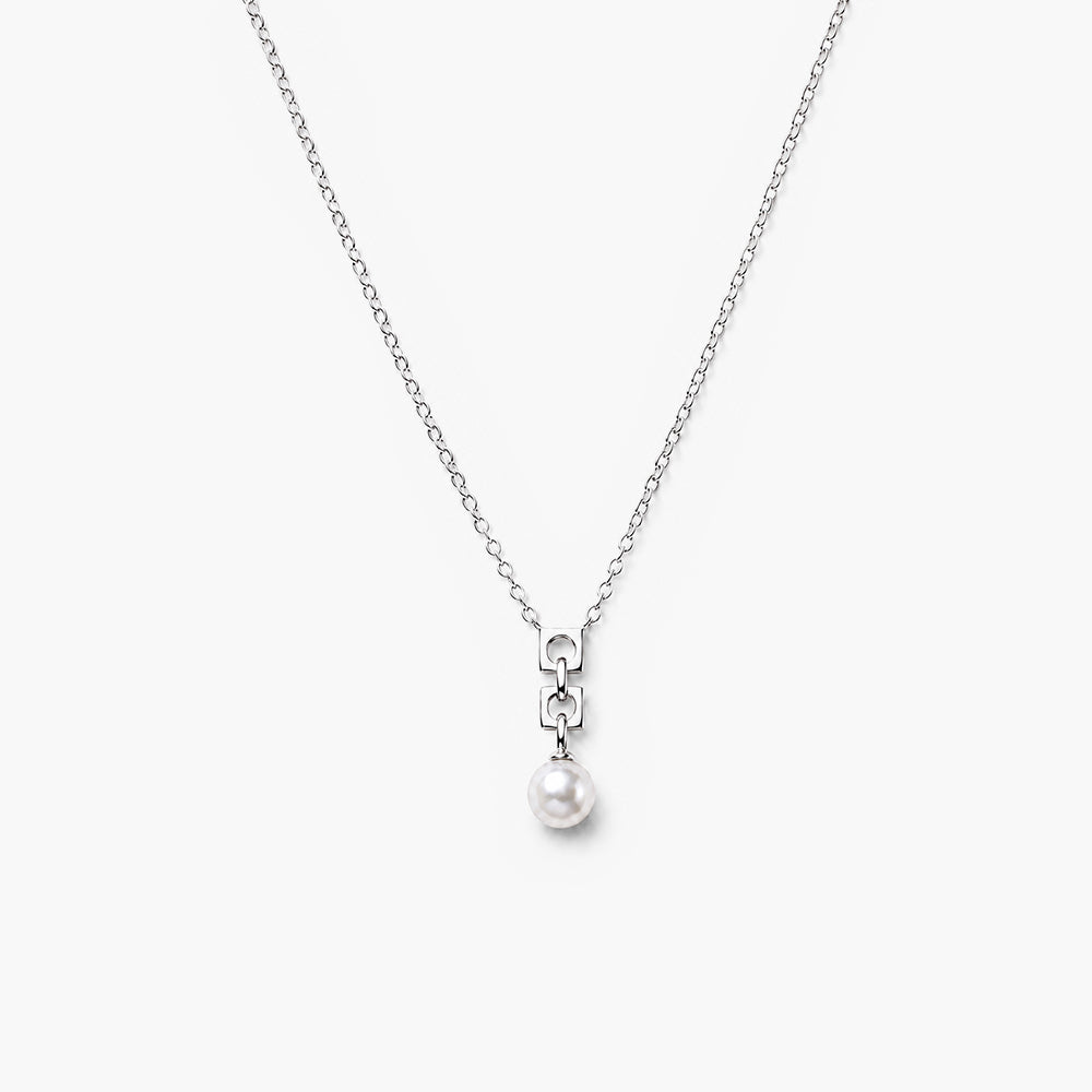Liora Pearl Drop Platinum Plated 925 Sterling Silver Necklace