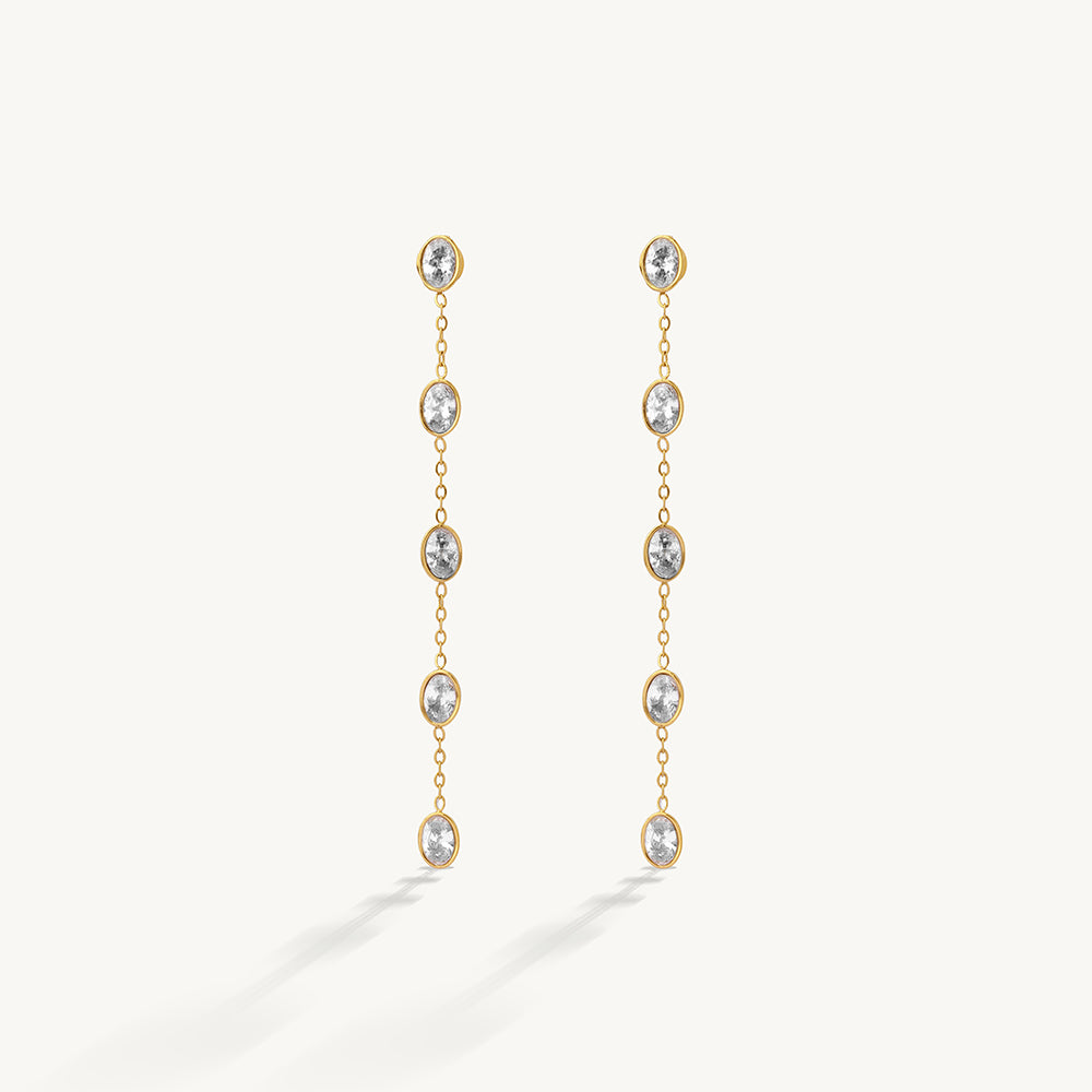 Oval Crystal Dangle Earrings
