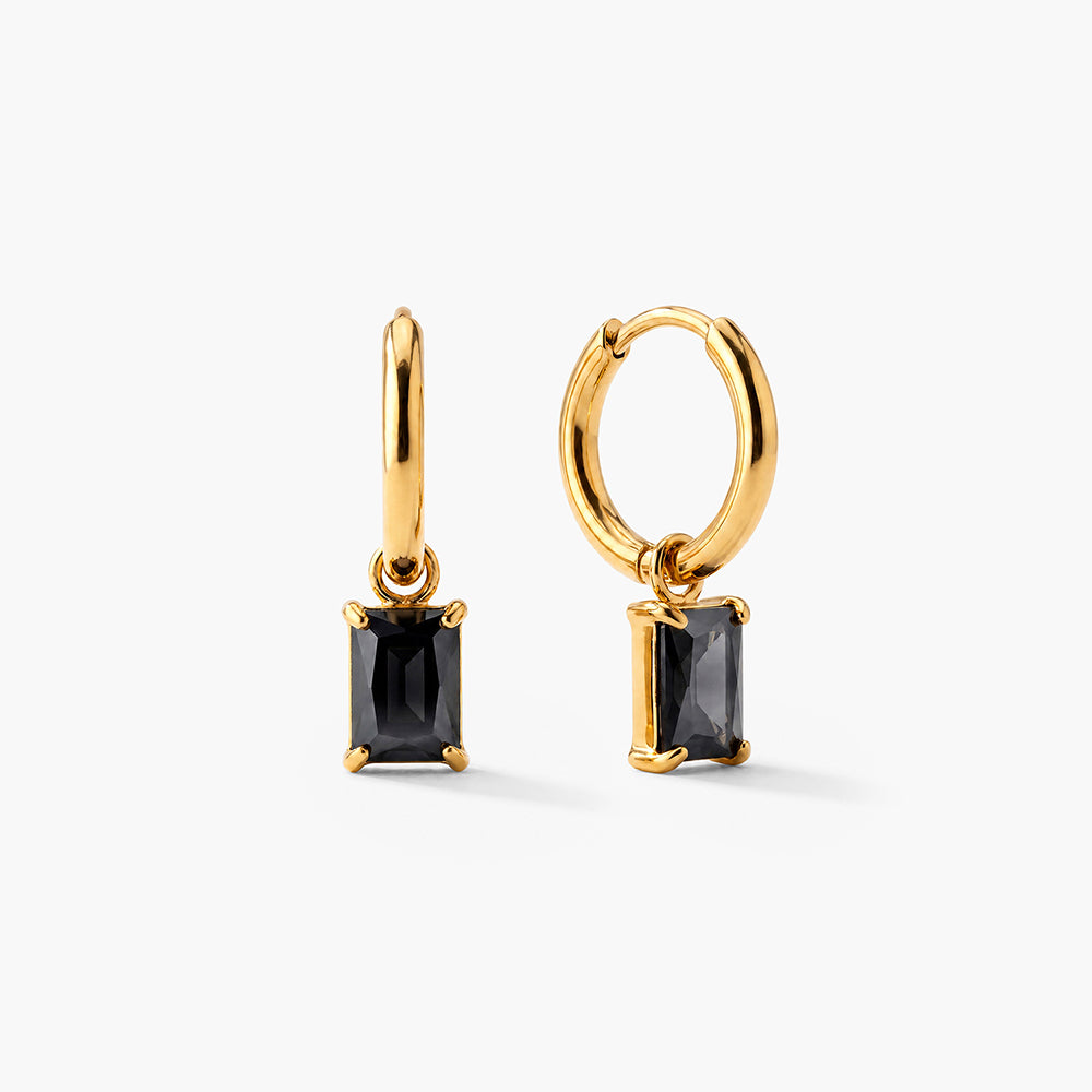 Black Stone Drop Earrings