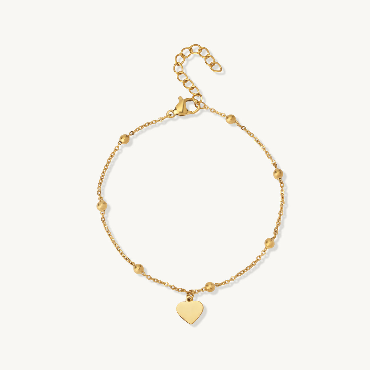Beaded Chain Heart Charm Bracelet