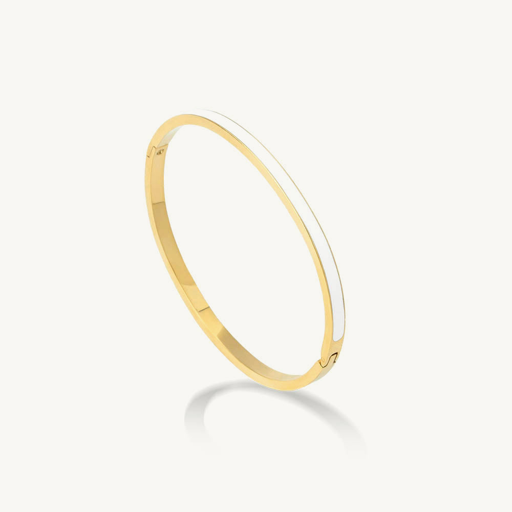 White Enamel Bangle Bracelet
