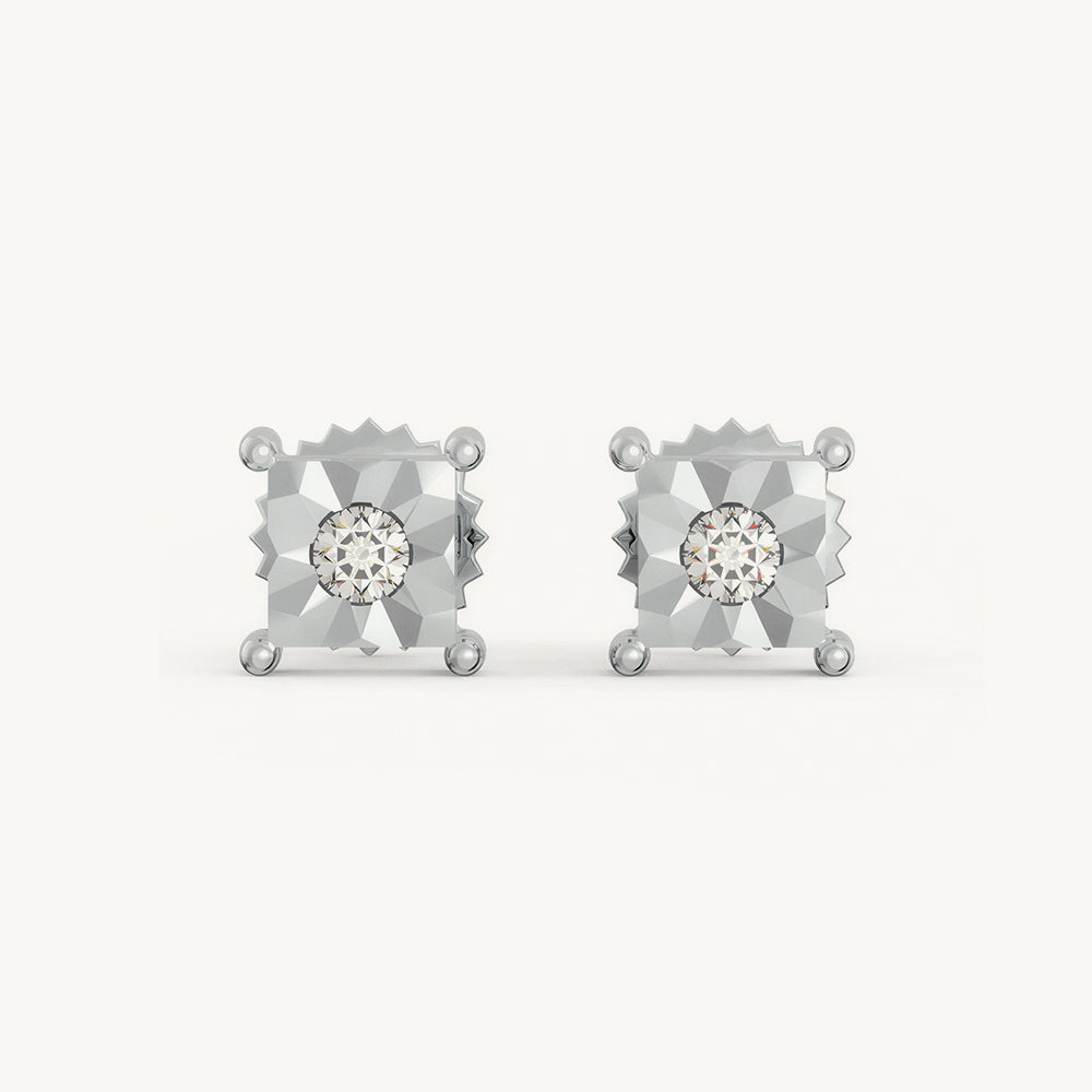 Modern Solitaire 925 Sterling Silver Lab Grown Diamond Stud Earrings