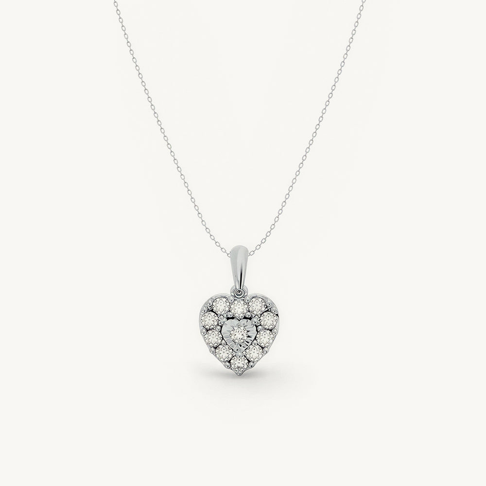 Starlight Shine Heart 925 Sterling Silver Lab Grown Diamond Pendant