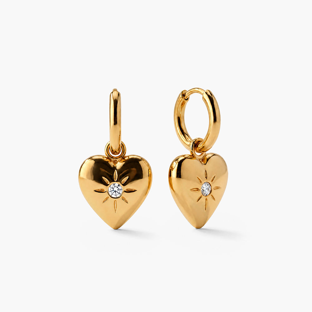 Starlit Heart Embrace Drop Earrings
