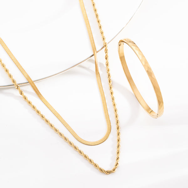 Rope N Snake Chain & Gilded Haze Bangle Bracelet Combo Set