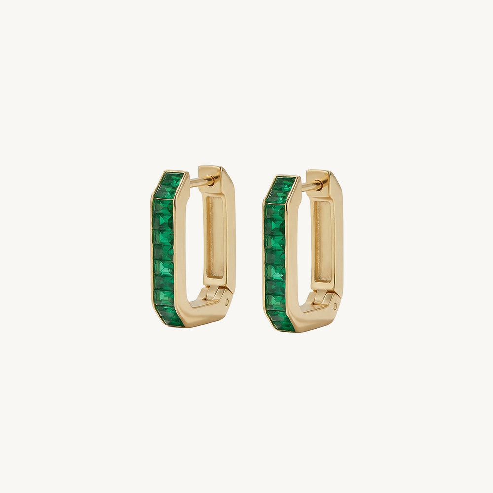 Premium Emerald Hoop Earring