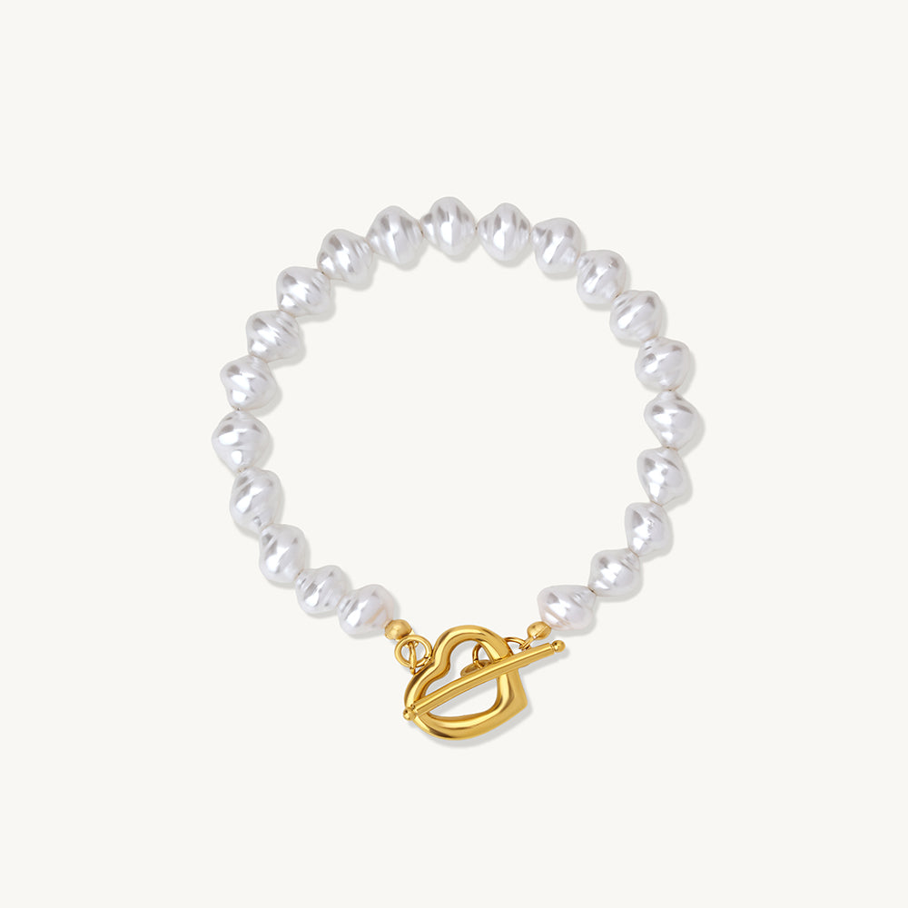 Ivory Pearl Heart Toggle Bracelet