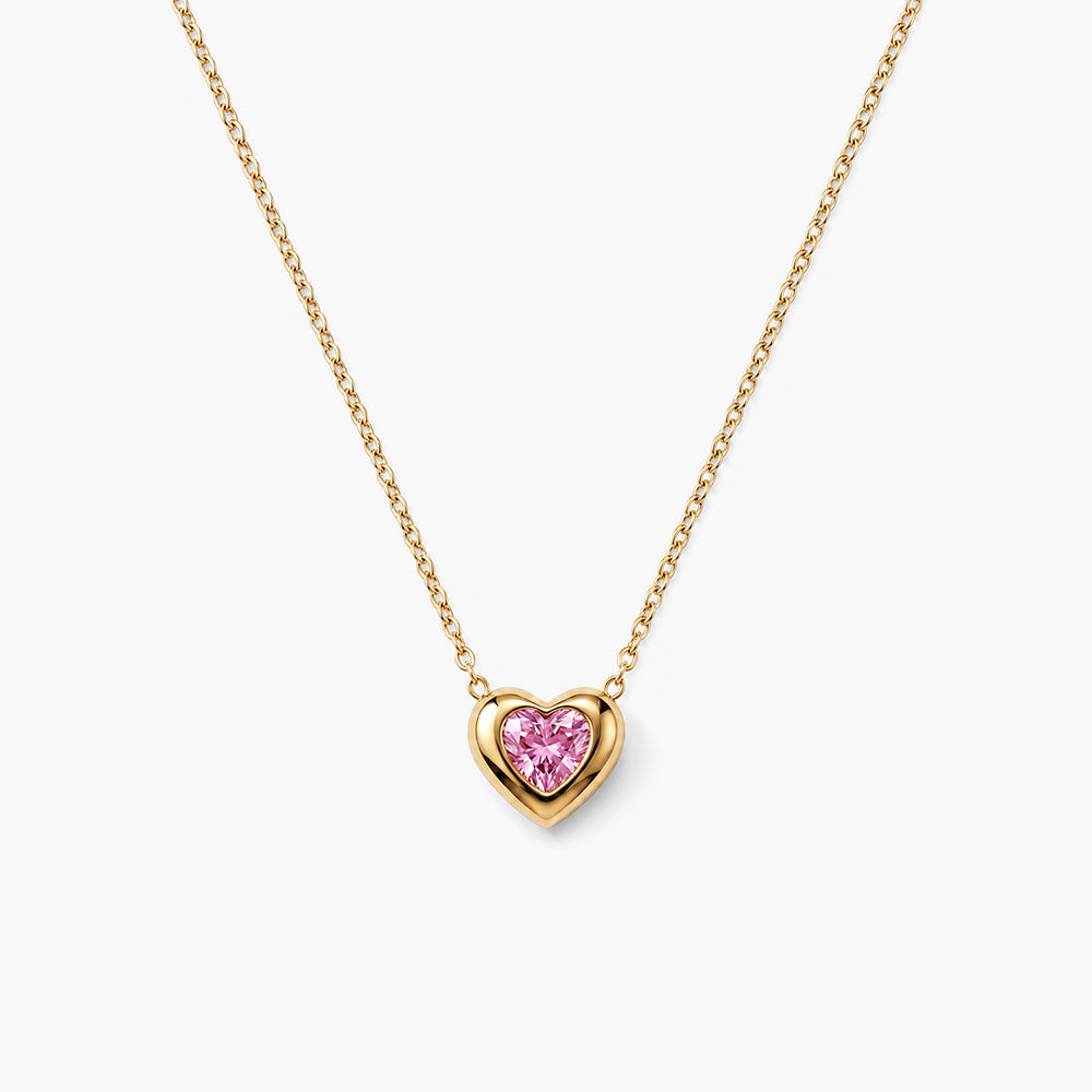 Pink Heart Crystal Pendant Necklace