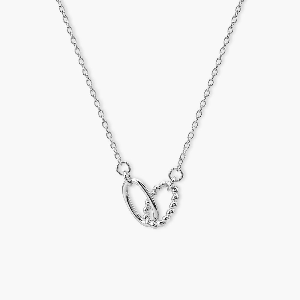 Interlocked Loop Platinum Plated 925 Sterling Silver Necklace