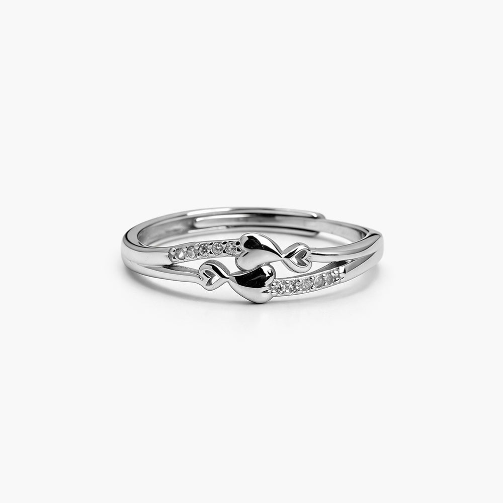 Interlocked Heart Sparkle 925 Sterling Silver Ring