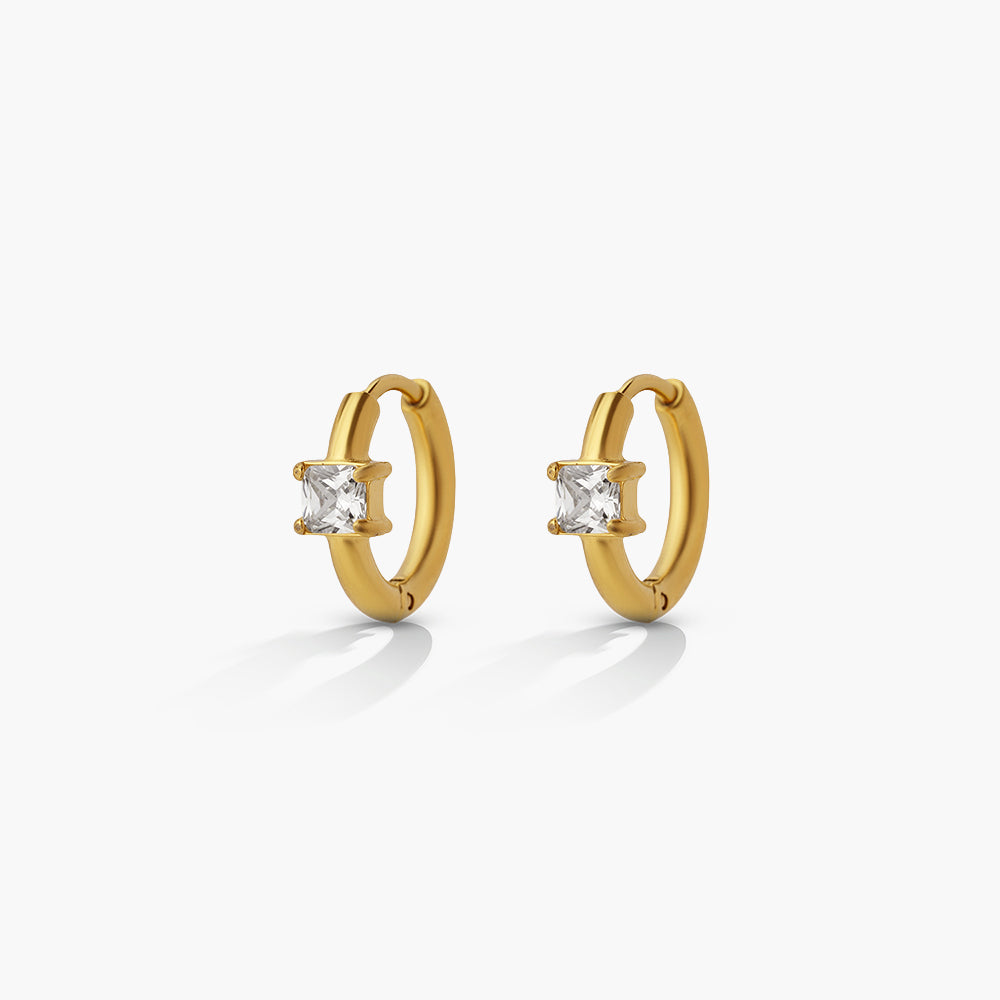 Radiant Solitaire Hoop Earrings